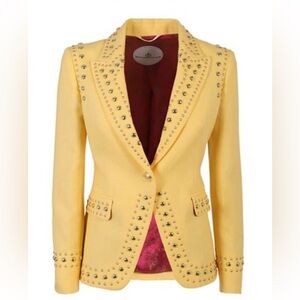 The Extreme Collection Atelier Florence Blazer Linen+Cotton Gold Studs Sz 8